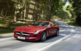 Автомобили Mercedes, benz, sls amg, красный, скорость обои рабочий стол
