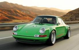 Автомобили Porsche, singer, 911, классика, зеленый, пейзаж обои рабочий стол