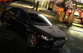 Автомобили Mitsubishi Lancer, вечер, деревья обои рабочий стол