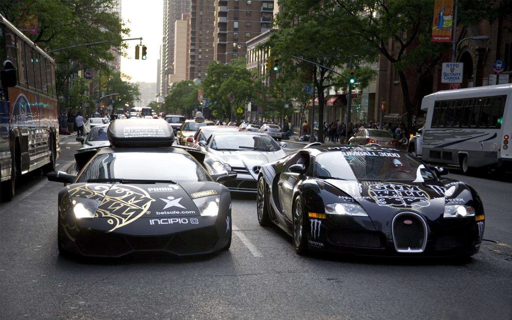 Bugatti, lamborghini, город обои рабочий стол Автомобили