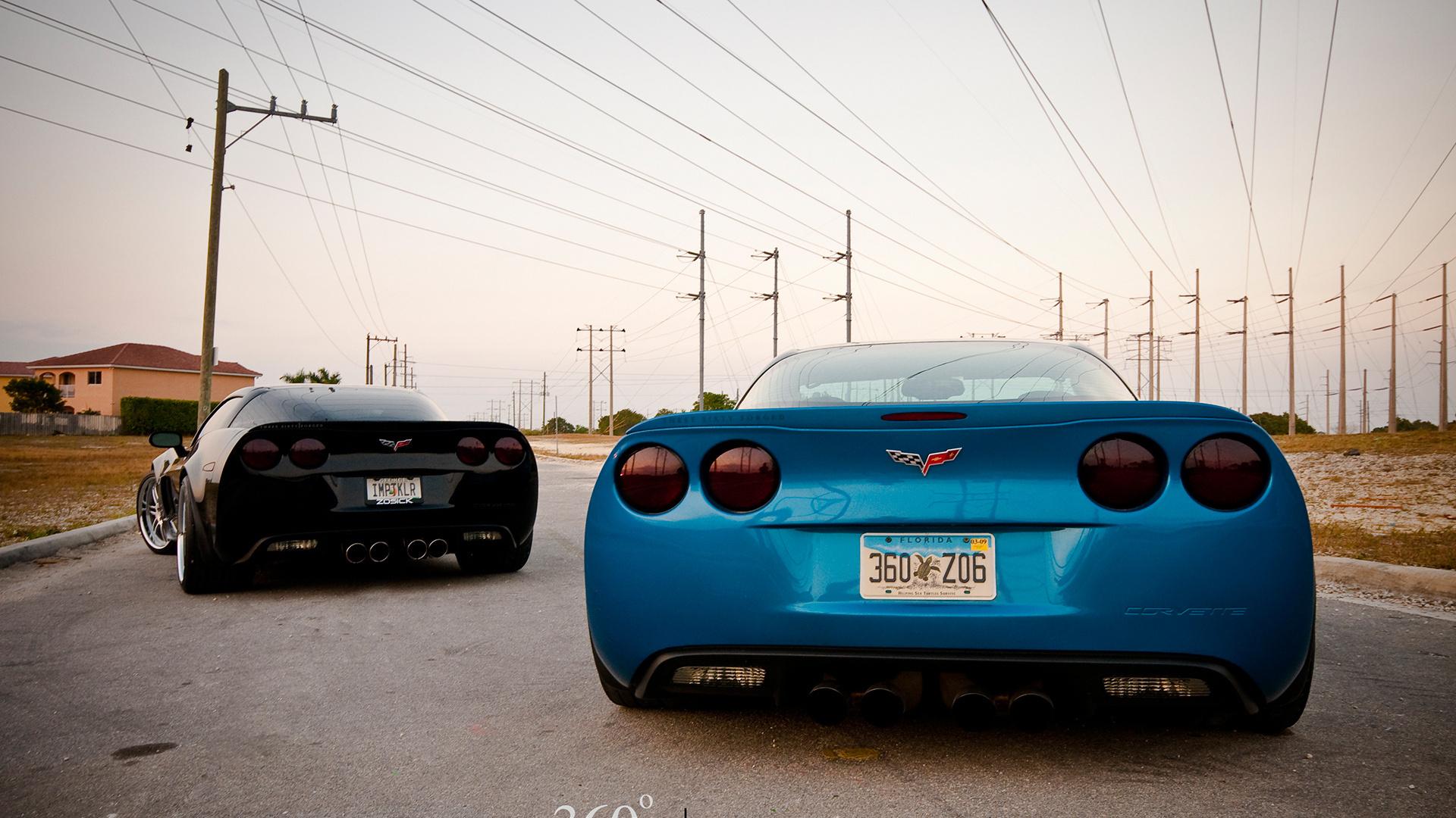 Chevrolet, corvette, black, blue, автомобили обои рабочий стол Автомобили