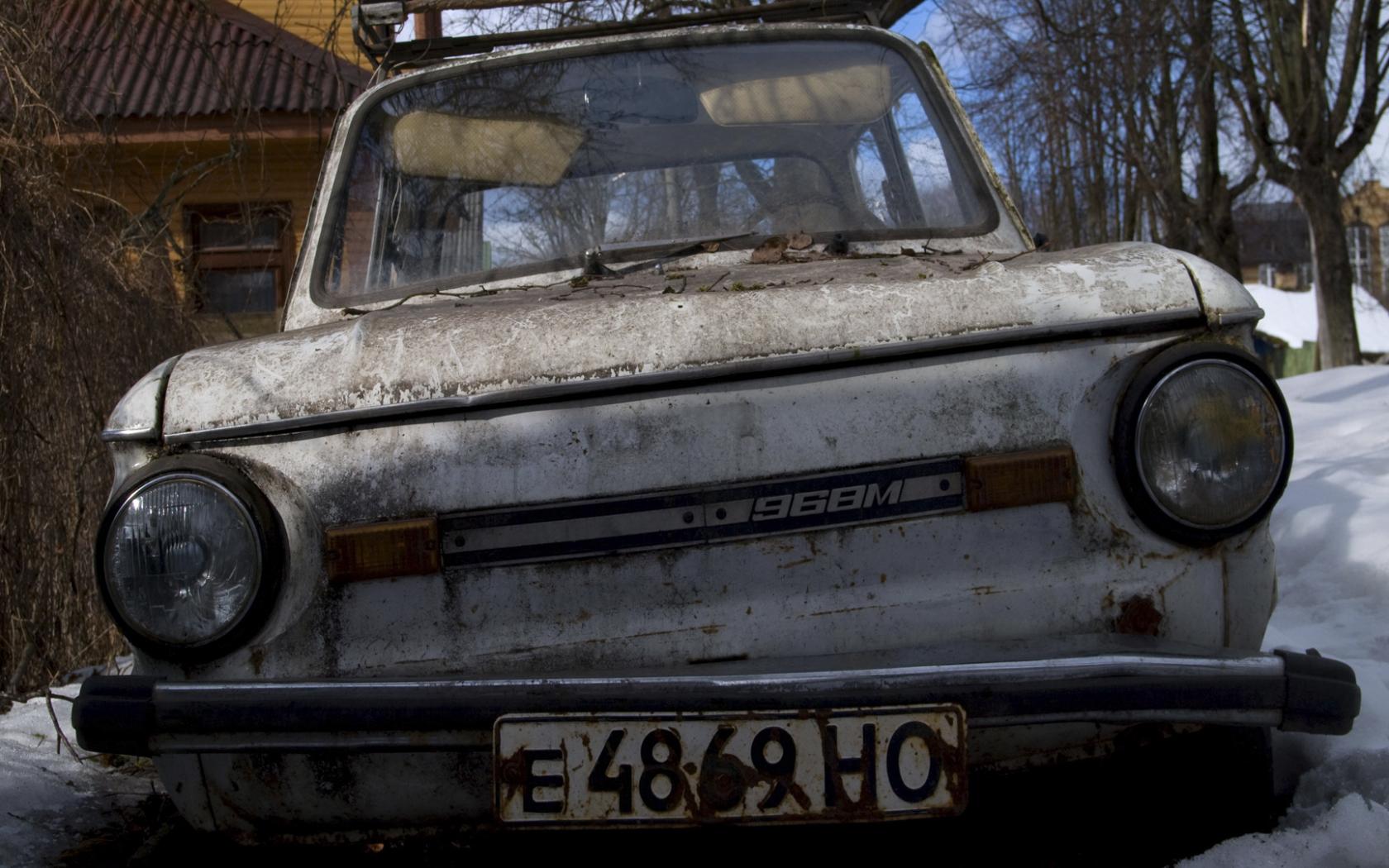 Заз, 968м, старый, белый, ржавый обои рабочий стол Автомобили