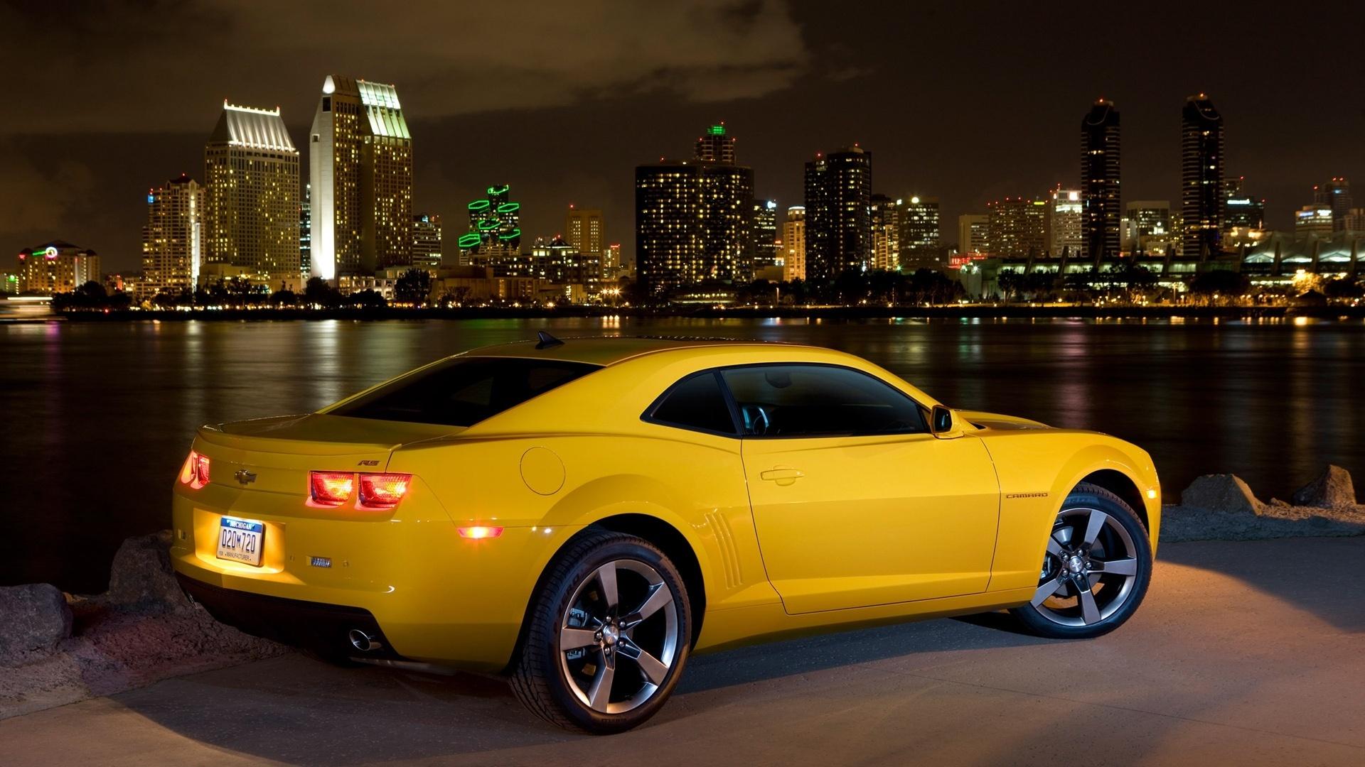 Chevrolet, Camaro, город, ночь, огни, автомобили обои рабочий стол Автомобили