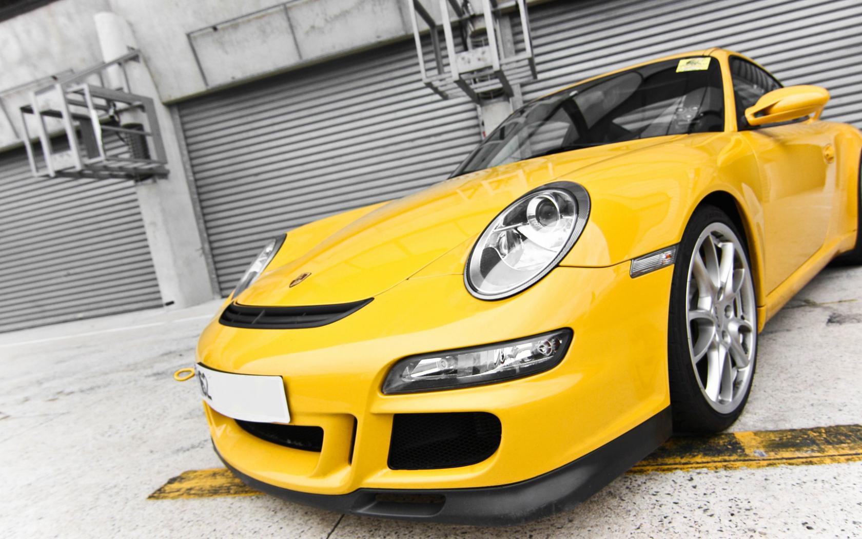 Porsche 997 gt3, supercar, порше, суперкар, желтый обои рабочий стол Автомобили