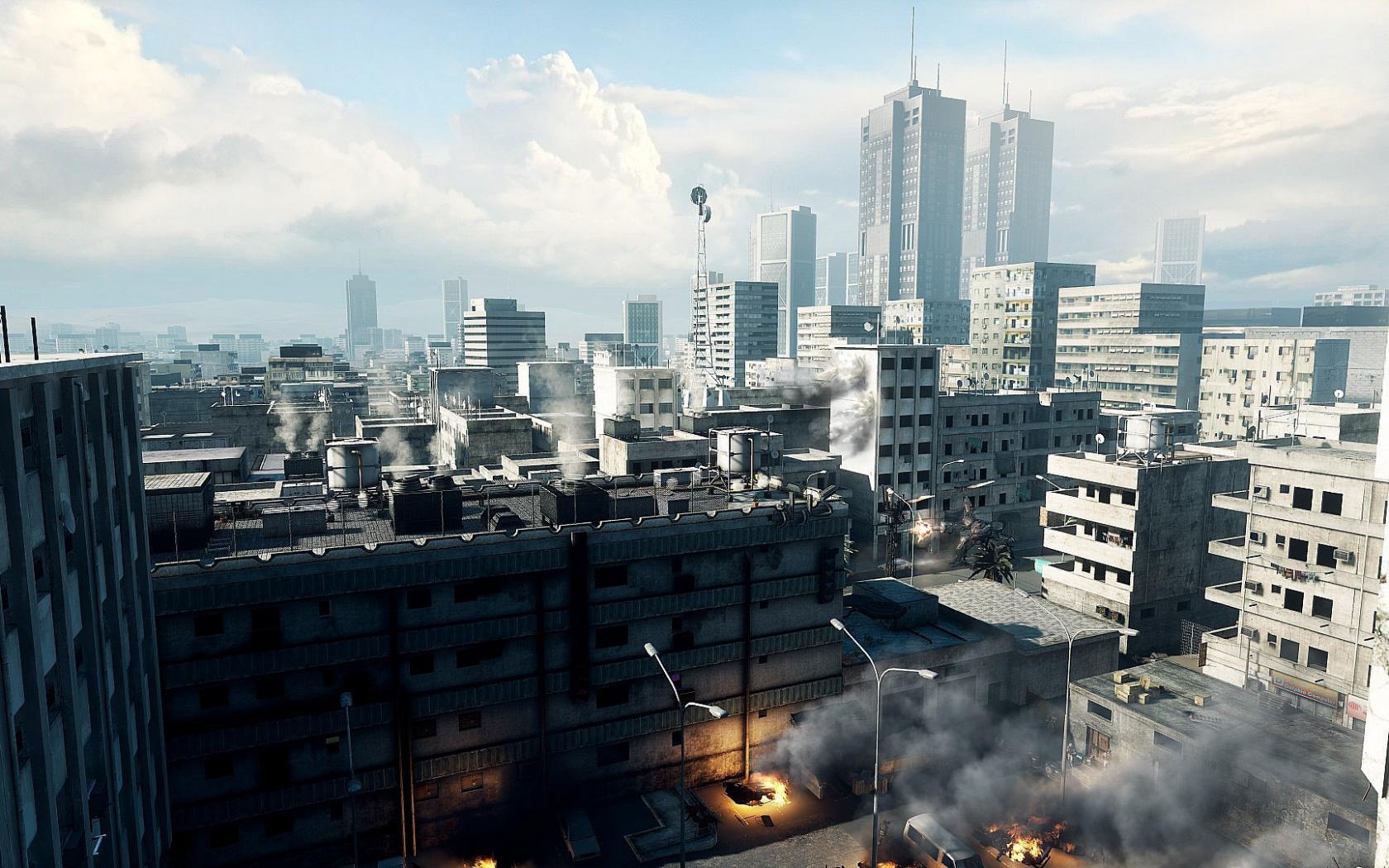Armored core, огонь, небо обои рабочий стол Города
