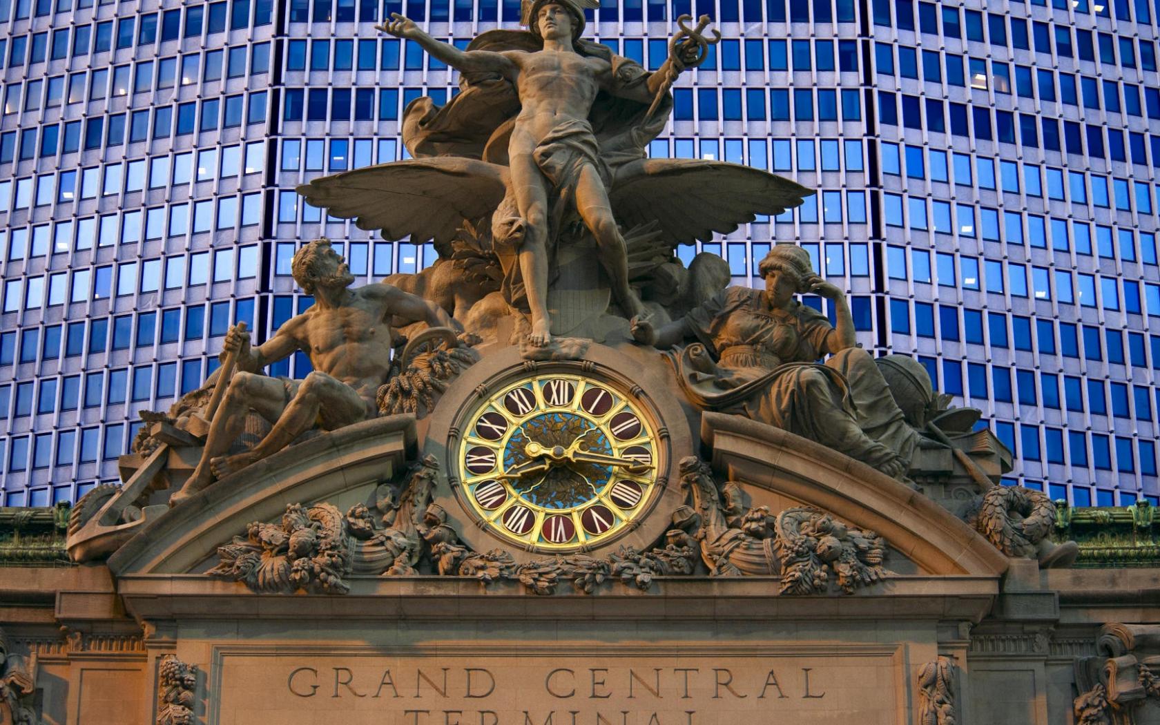 Grand Central Terminal, статуи обои рабочий стол Города