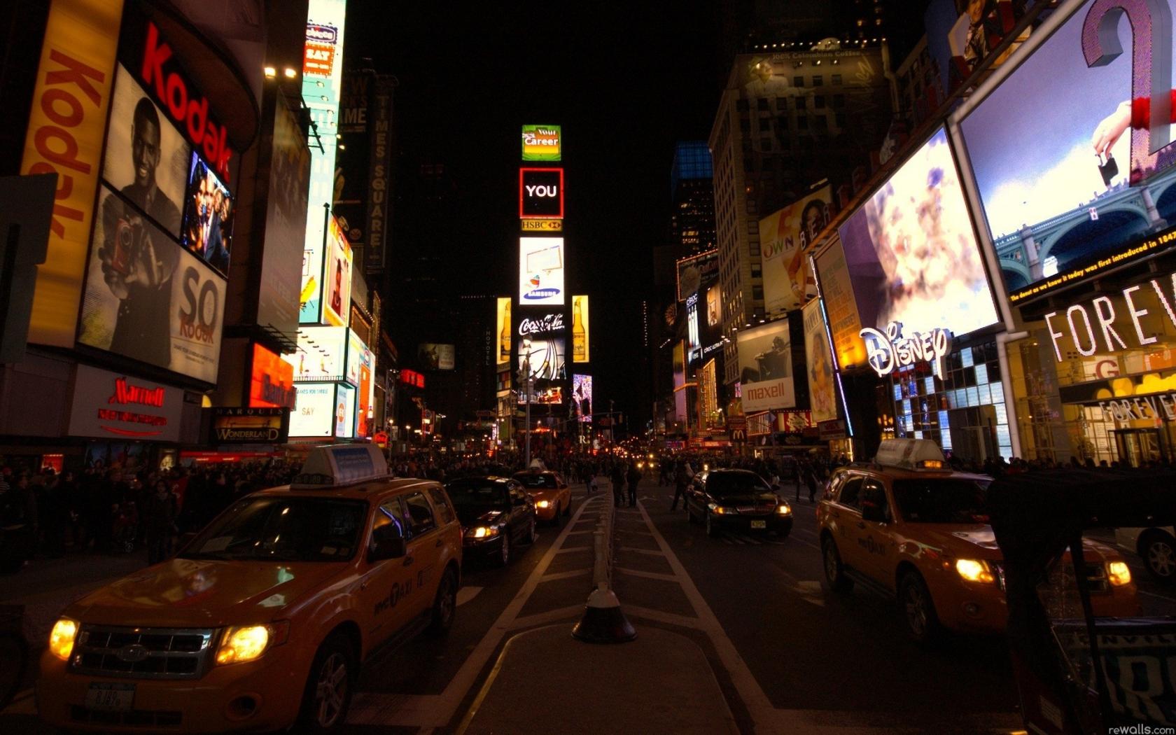 New York, вечер, улица обои рабочий стол Города