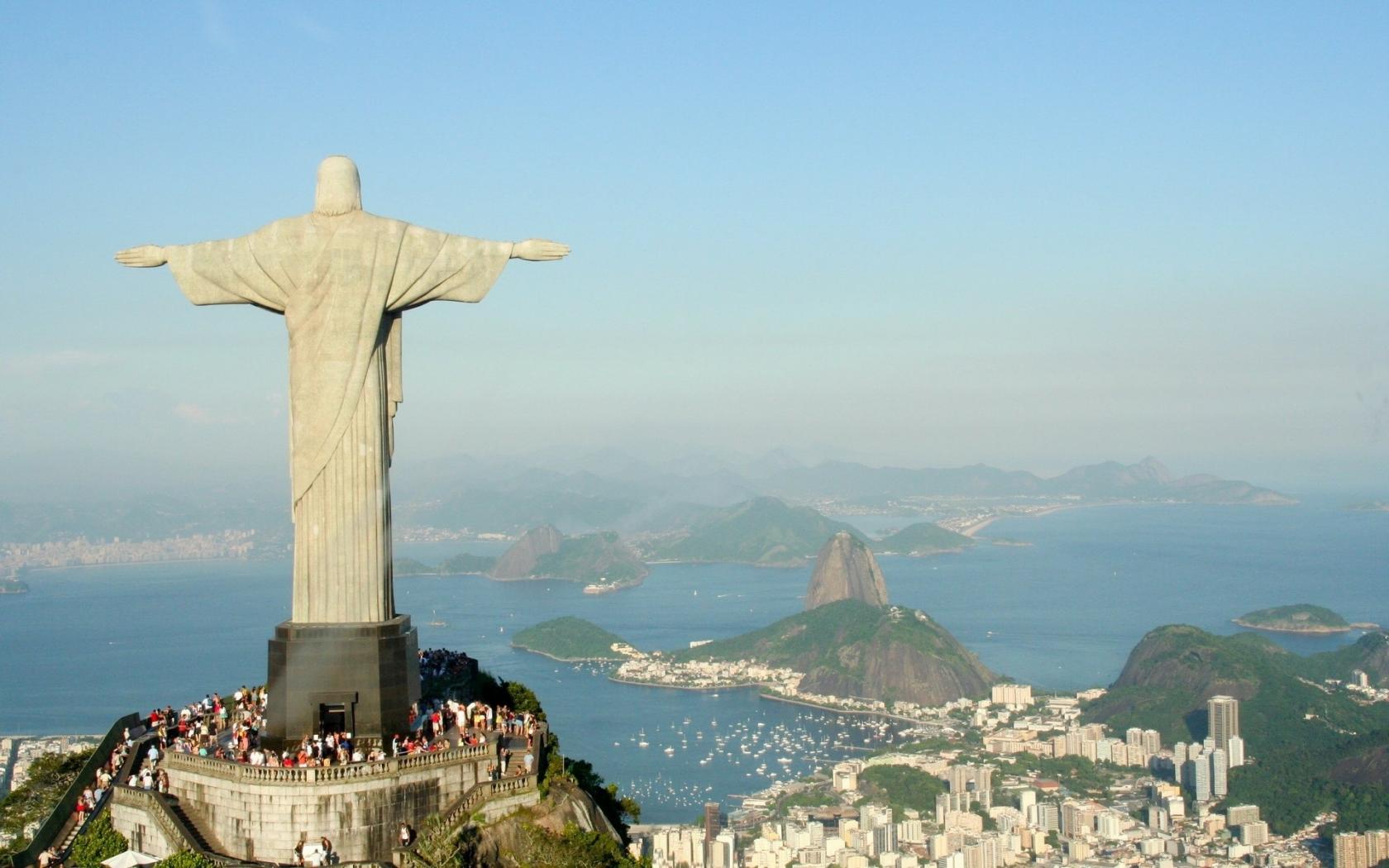 Статуя Христа спасителя в Рио-де-жанейро обои рабочий стол Города