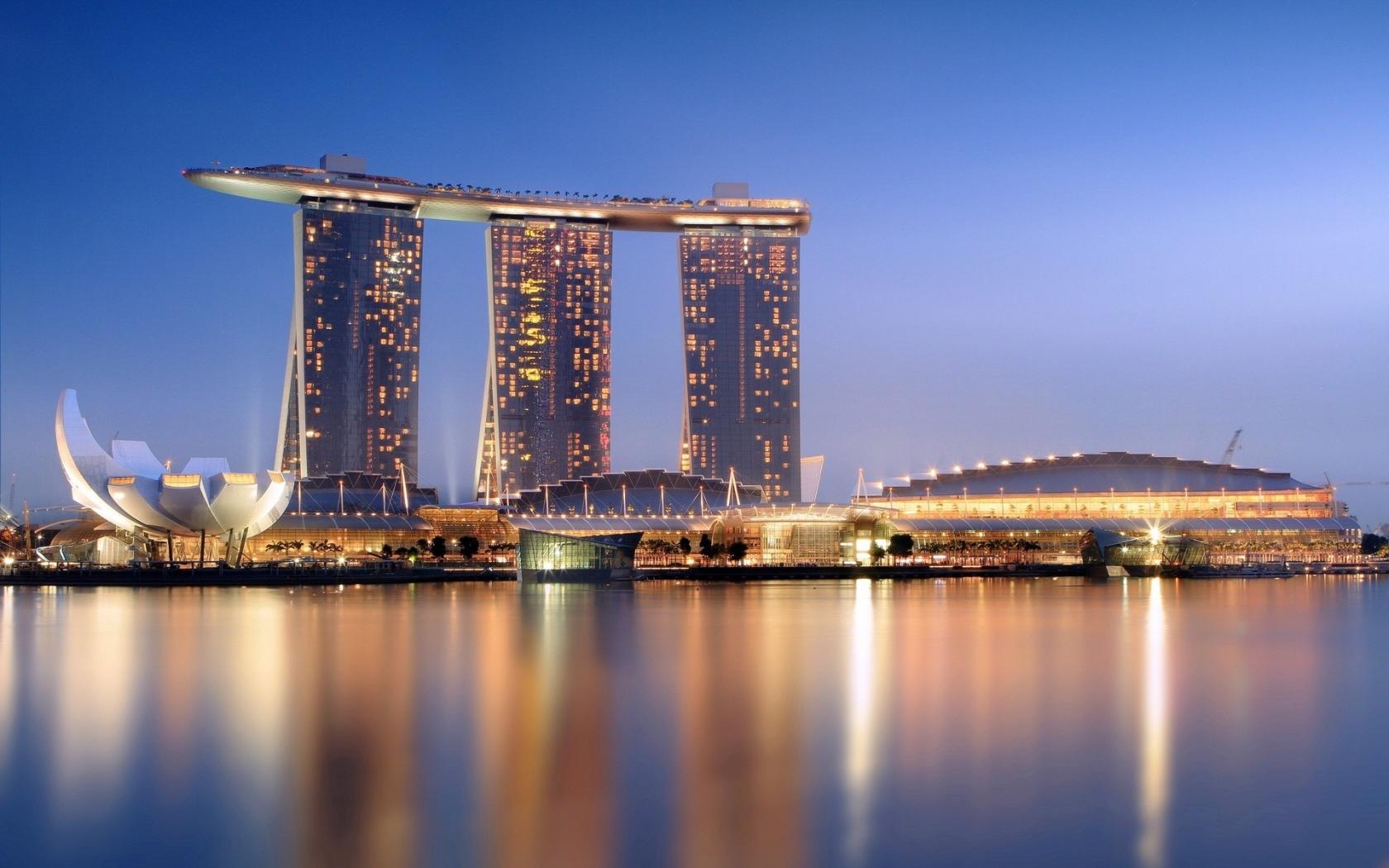 Марина Бэй Сэндс, отель в Сингапуре обои рабочий стол Города
