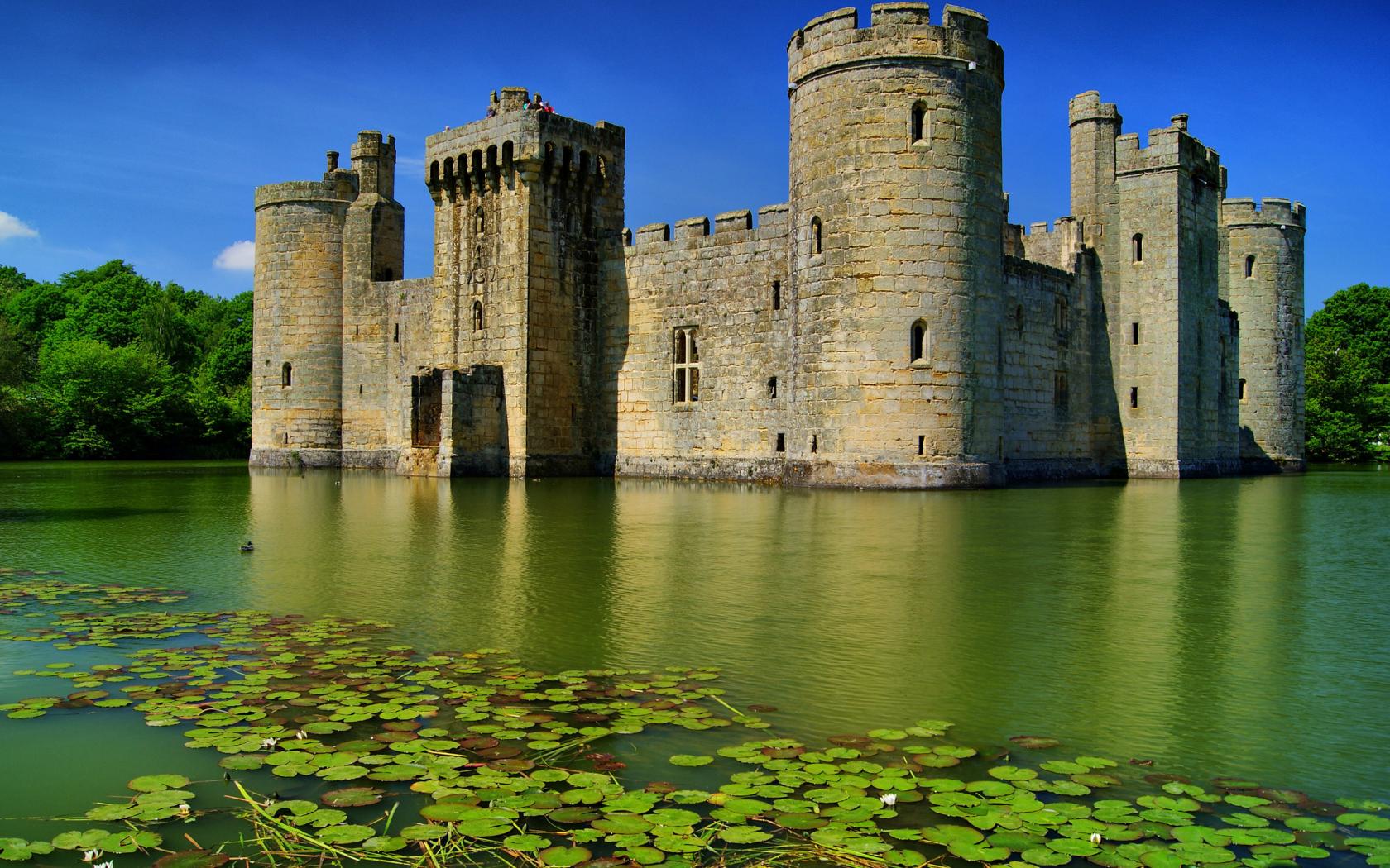 Замок, Bodiam, англия обои рабочий стол Города